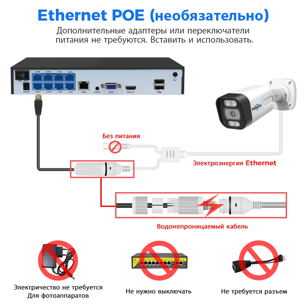 Hiseeu 5mp 8mp 4k poe полноцветная - Фотография_6