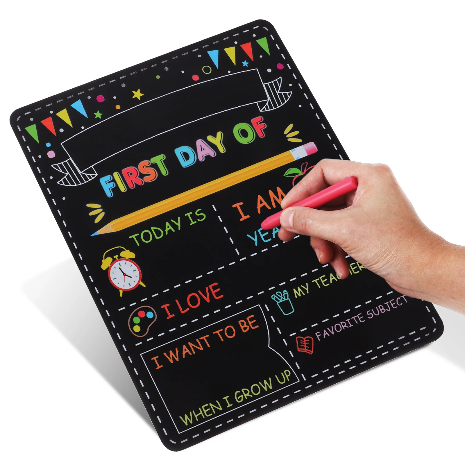 Двусторонняя деревянная вывеска на классе «снова в школу» - Фотография_5