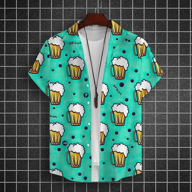 Hawaiian shirt for men 3d beer