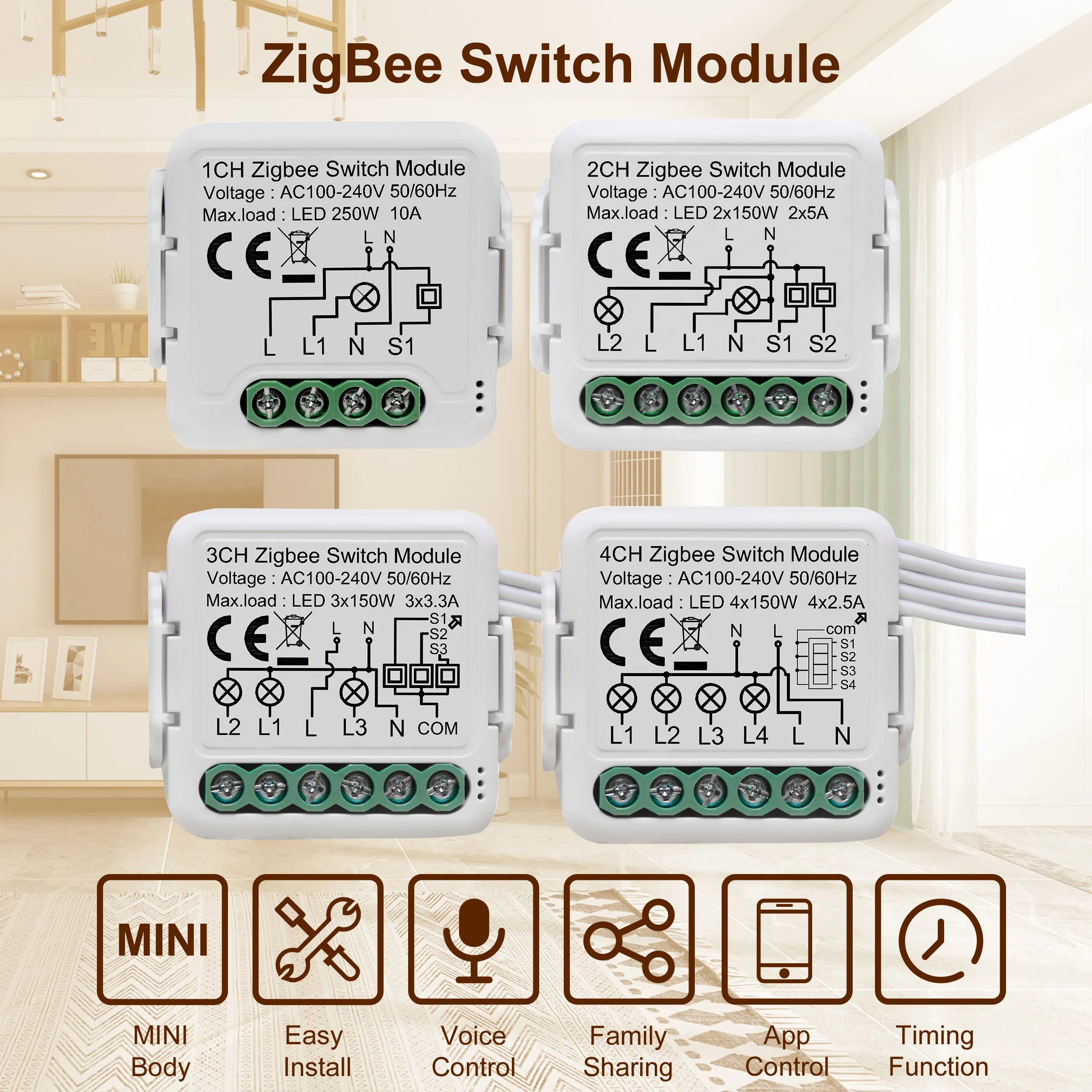 Модуль переключателя girier tuya zigbee 3 - Фотография_2