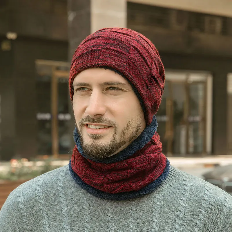 Мужской зимний теплый комплект из шапки и шарфа - Фотография_5
