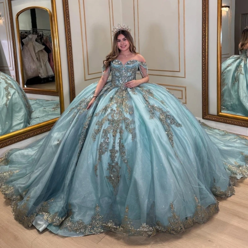 Голубое платье принцессы quinceanera
