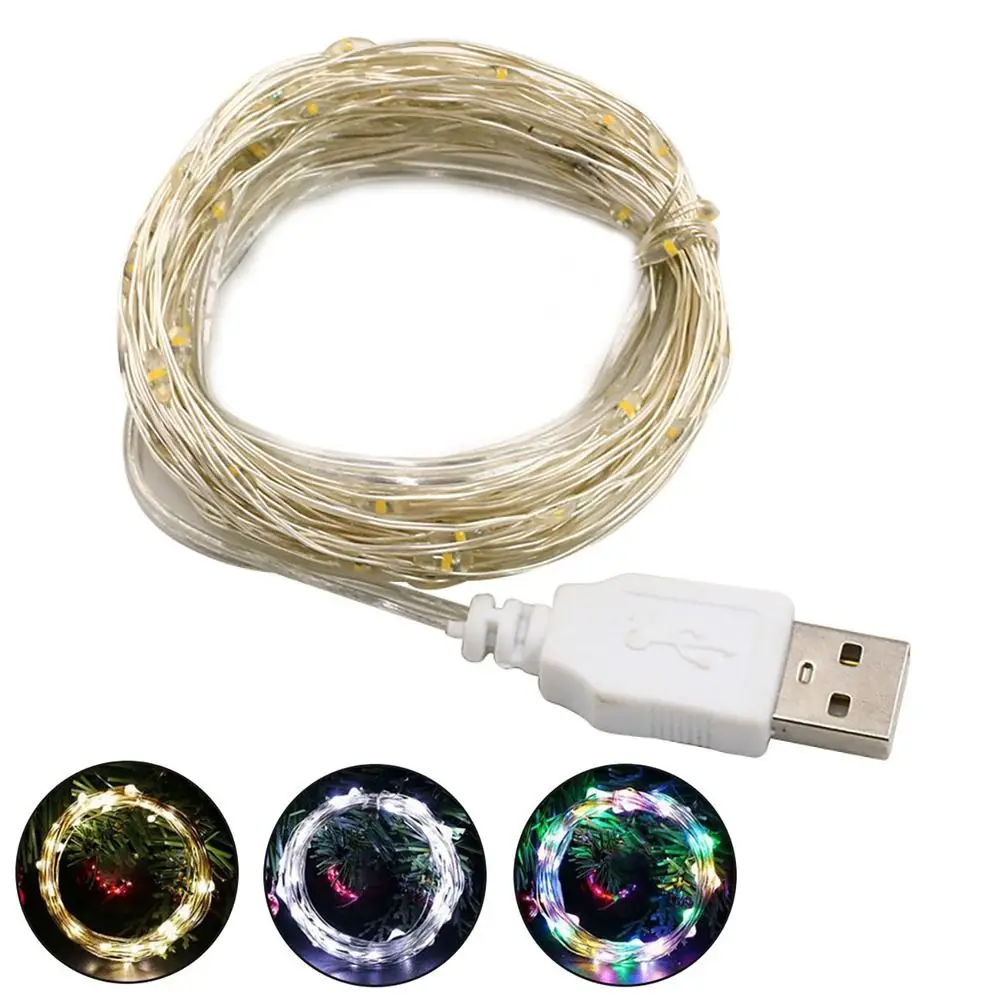 Usb светодиодный гирляндный светильник из медной серебряной проволоки