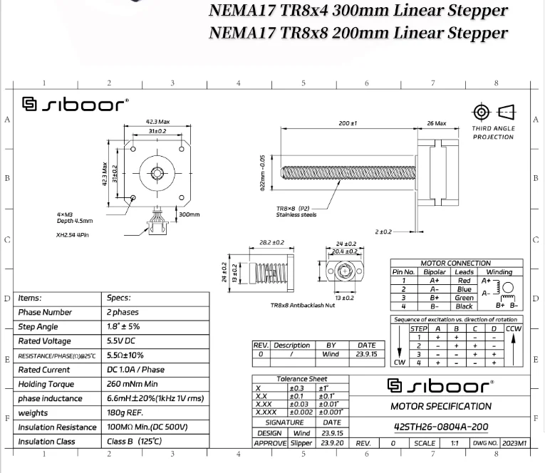 Винтовой двигатель voron trident nema17 tr8 × 8 200 мм/tr8x4 300 мм - Фотография_3