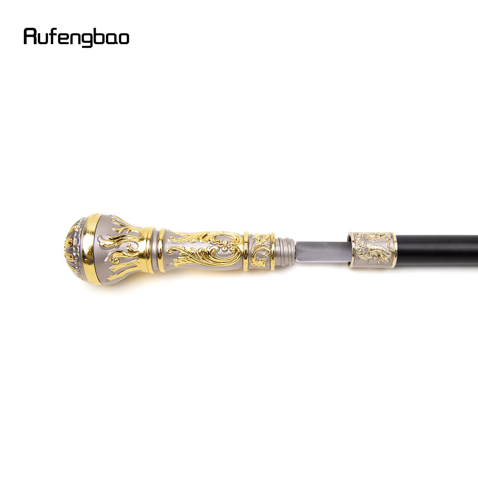 Золотисто-серая роскошная трость с круглой ручкой и скрытой пластиной - Фотография_2