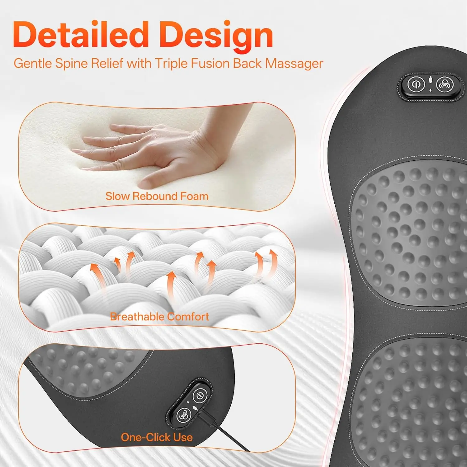 Электрическая подушка для поясничной поддержки 3-в-1 для кровати и стула - Фотография_3