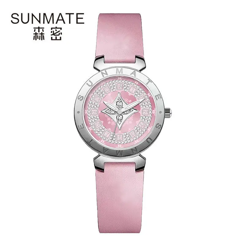 Sunmate роскошные изысканные женские кварцевые часы с цирконом