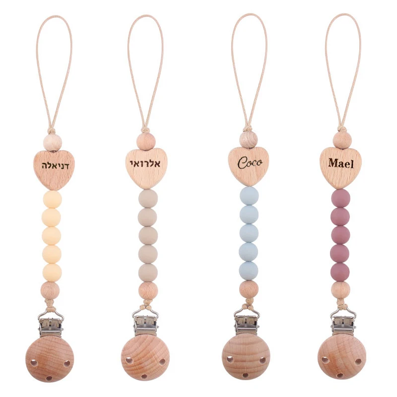 Деревянная персонализированная цепочка для детской соски на заказ