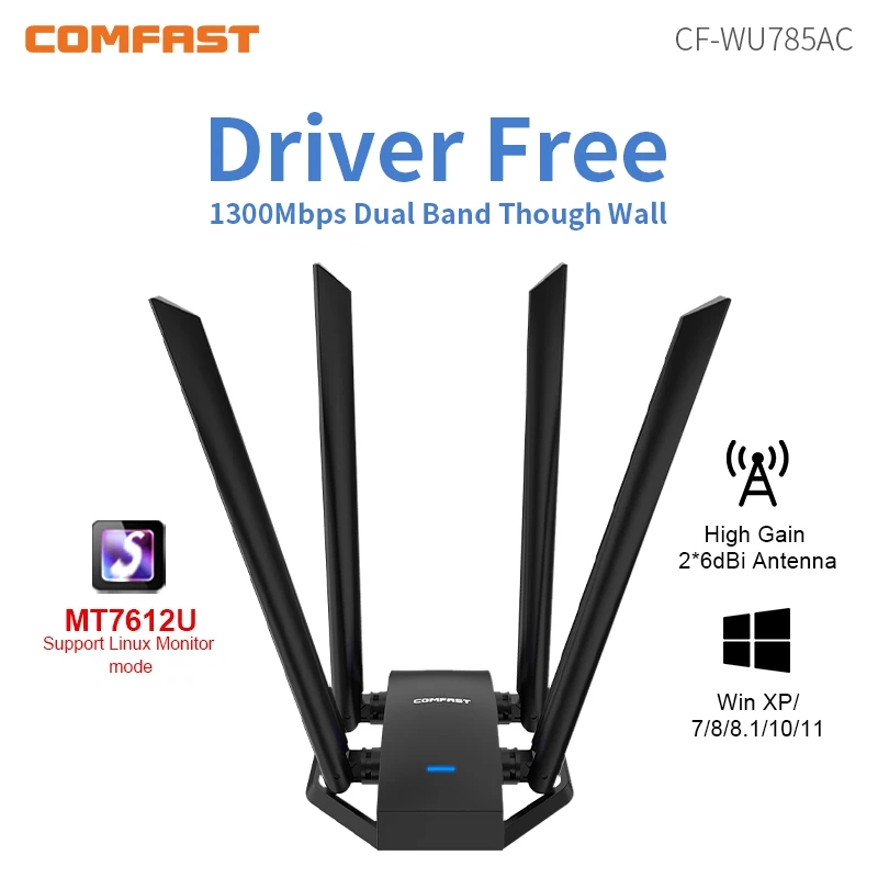 Comfast 1300m mt7612u/rtl8814au сетевая карта 5 - Фотография_2