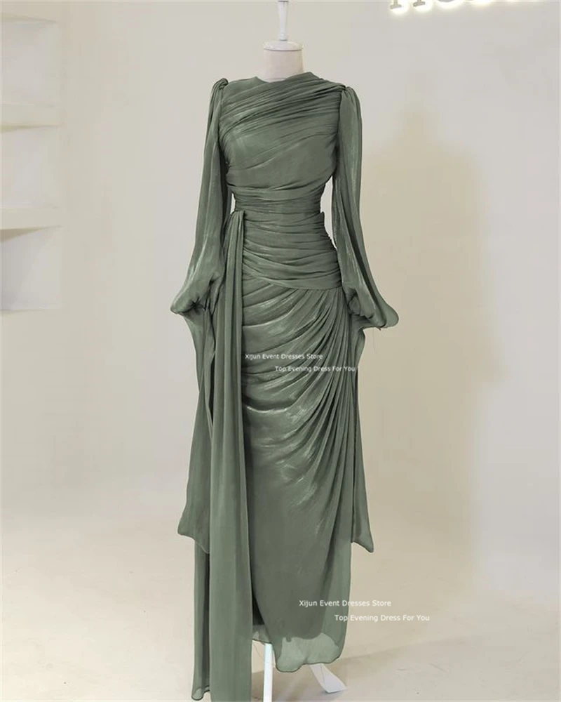 Xijun modest silk satin evening - Фотография_2
