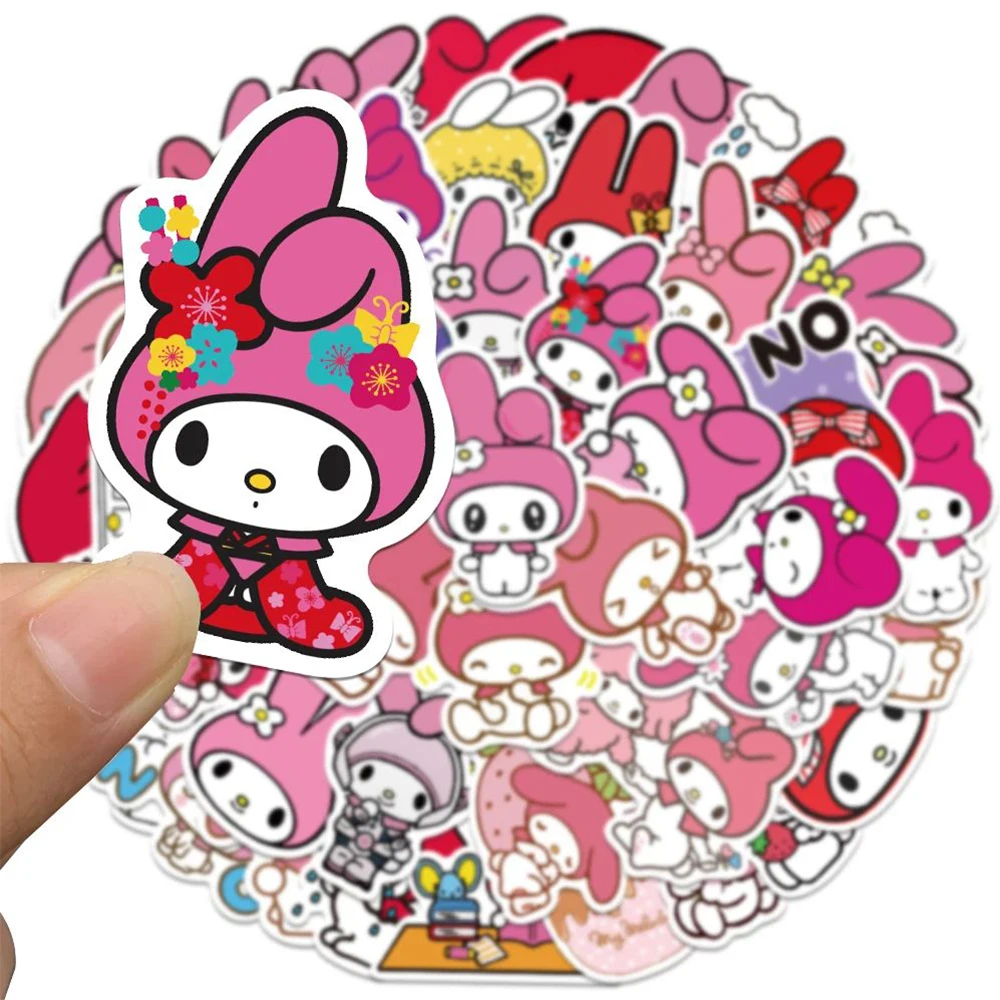 Розовый sanrio my melody мультяшные наклейки для милой девушки - Фотография_3