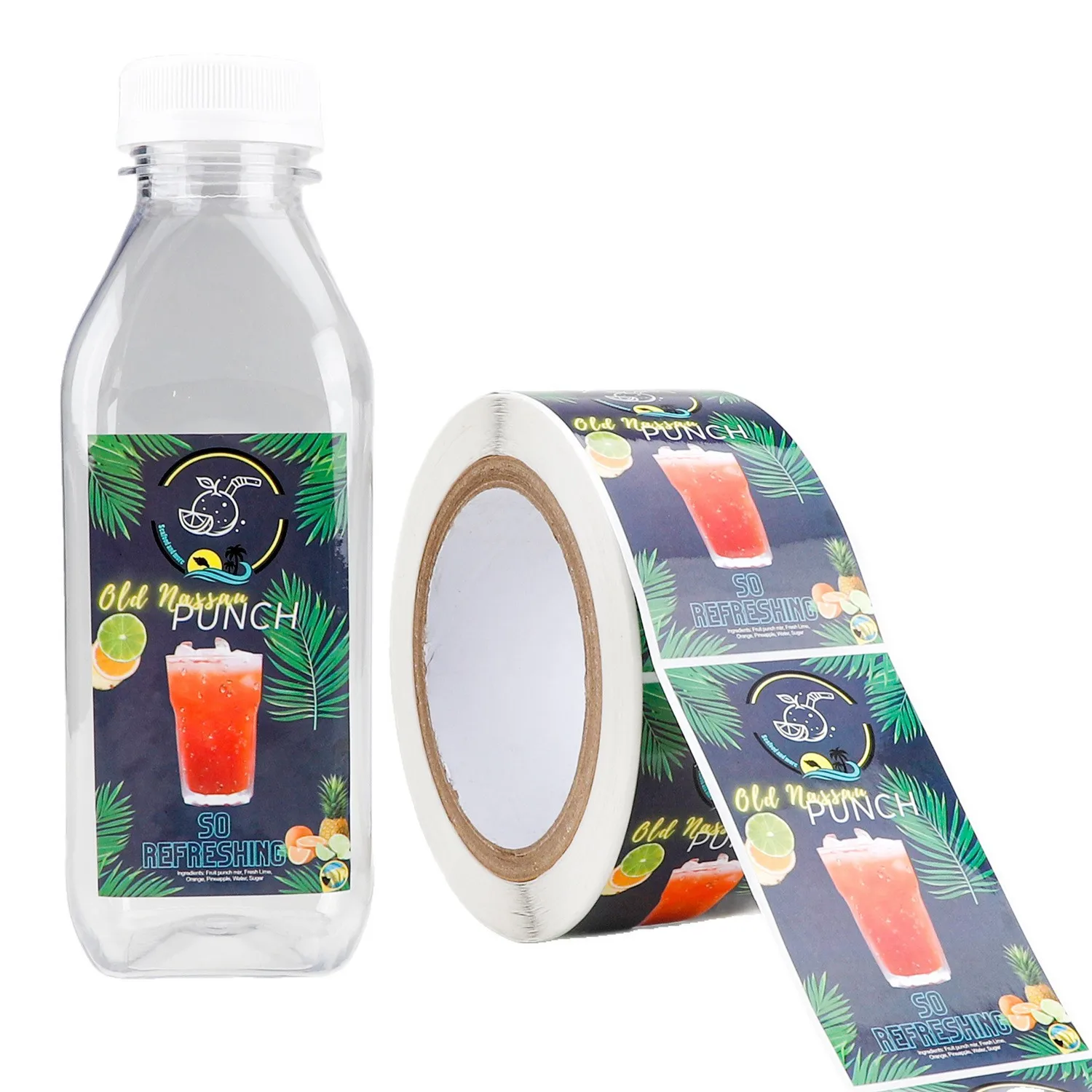 Индивидуальные красочные клейкие наклейки для бутылок сока