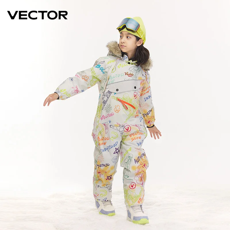 Плотный детский цельный лыжный комбинезон vector - Фотография_4