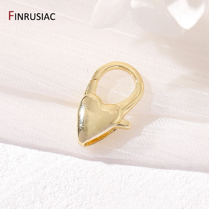 Латунная пружинная застежка в форме сердца с позолоченным покрытием - Фотография_3