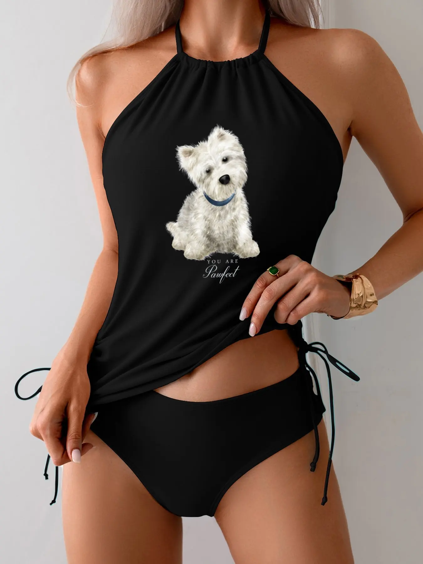 Pawfect прекрасный комплект купальника westie с разрезом - Фотография_3
