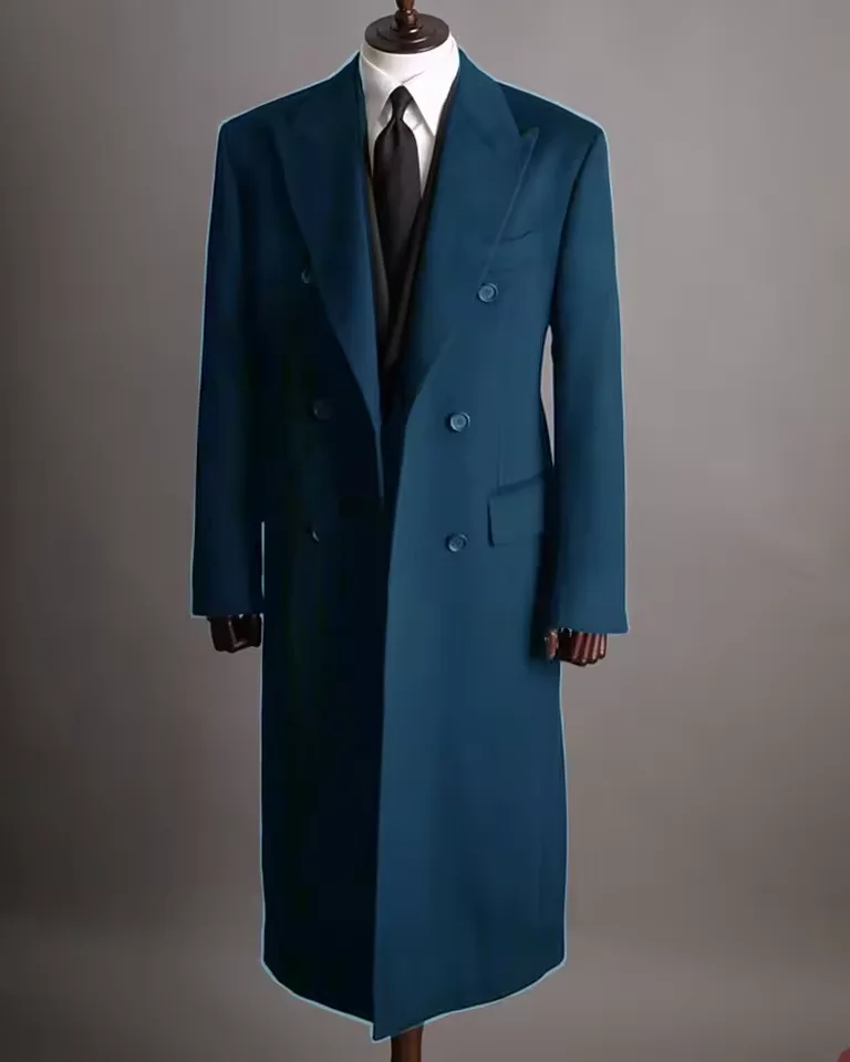 Зимний длинный пиджак деловой двубортный - Фотография_2