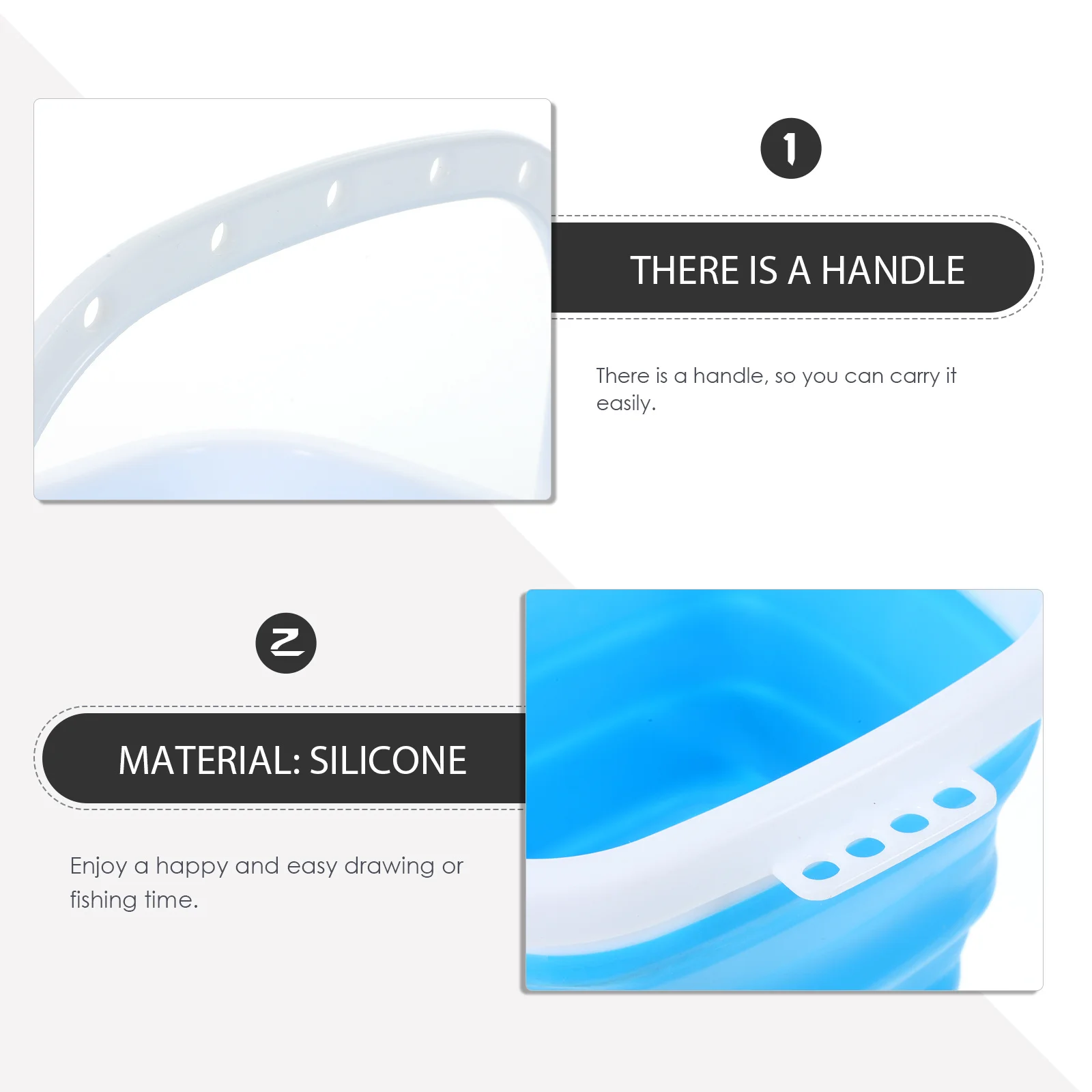 Складное утолщенное силиконовое ведро для мытья кистей для рисования - Фотография_3