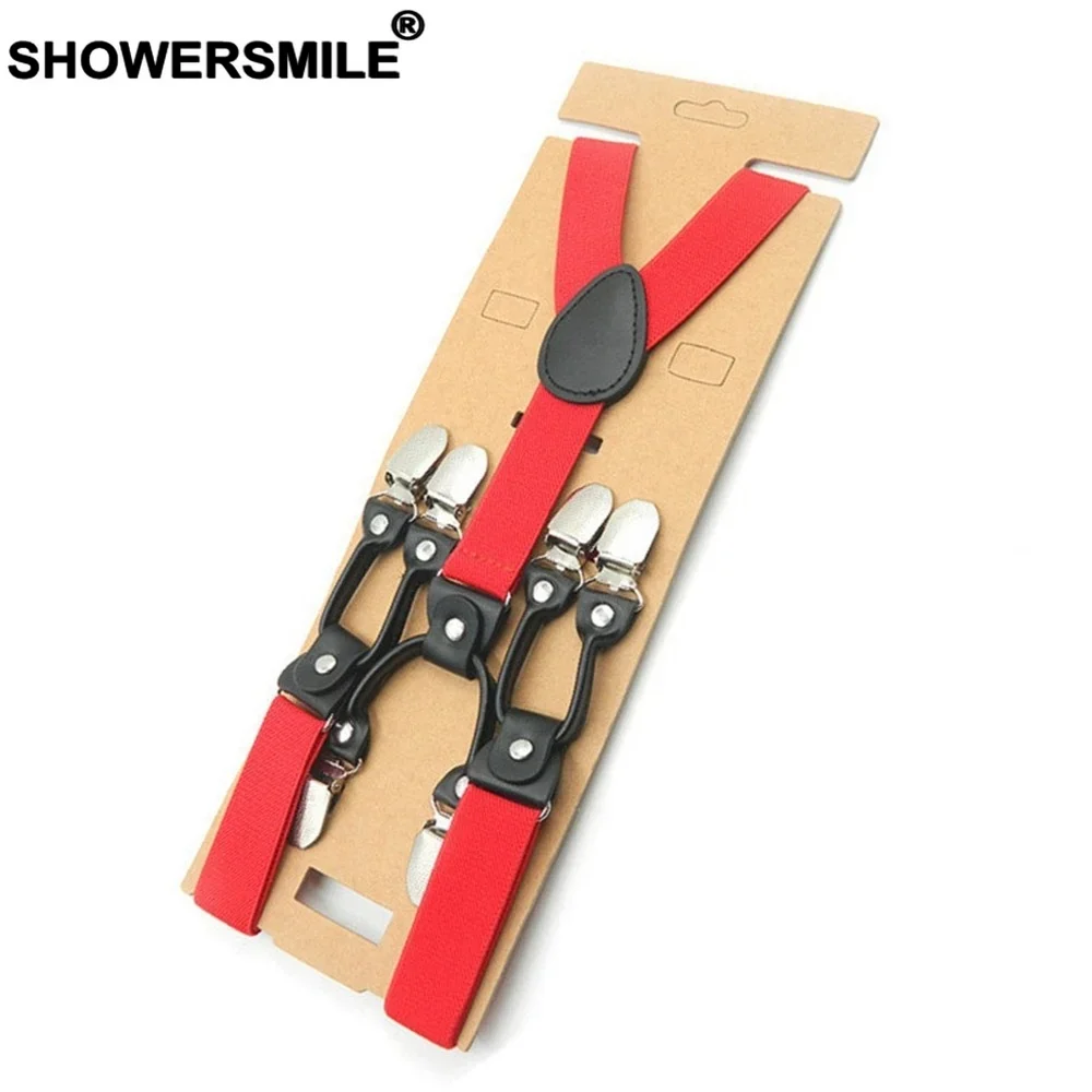 Showersmile бордовые подтяжки для мужчин и женщин - Фотография_3