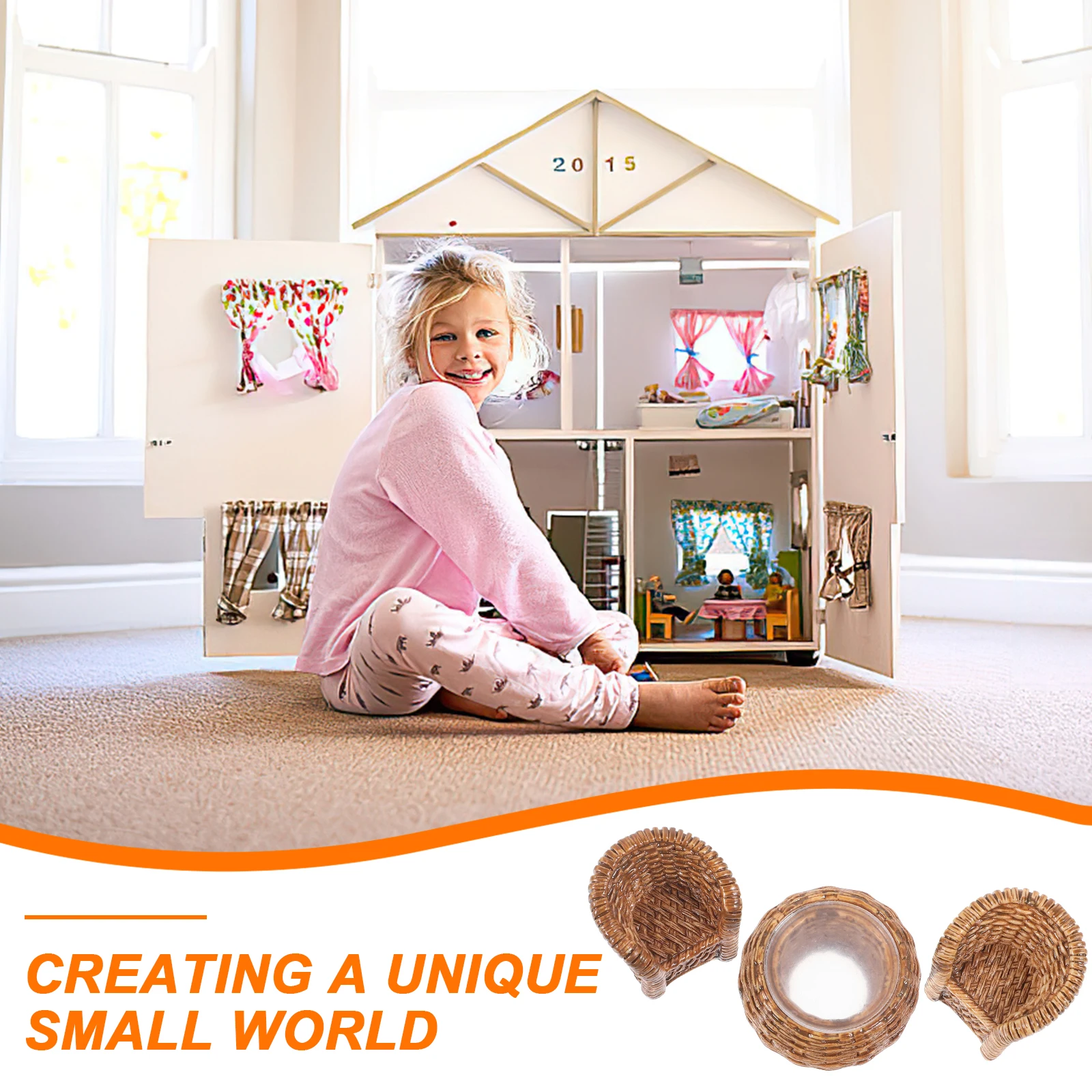 1 комплект бамбуковой тканой миниатюрный набор мебели для дома