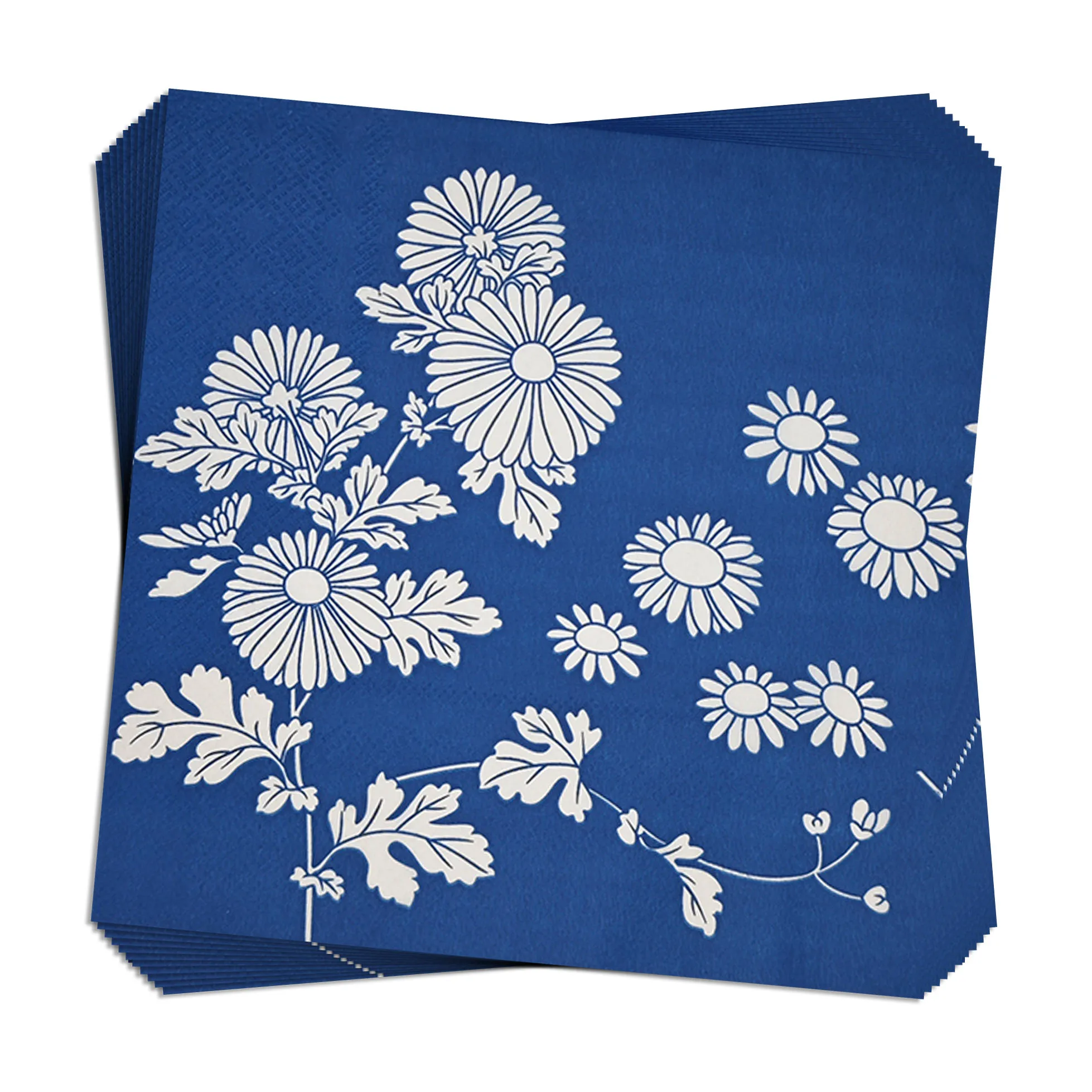 Синие и белые фарфоровые одноразовые бумажные салфетки с принтом - Фотография_4