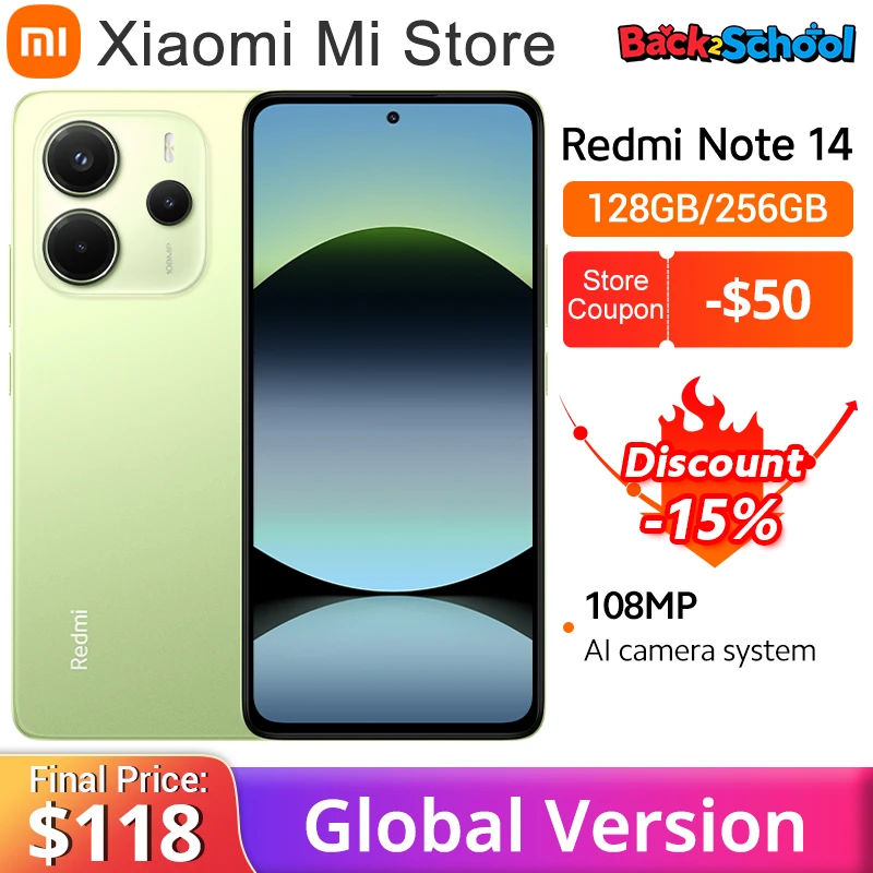 Глобальная версия redmi note 14 mediatek helio g99-ultra 108mp ai-камера 6