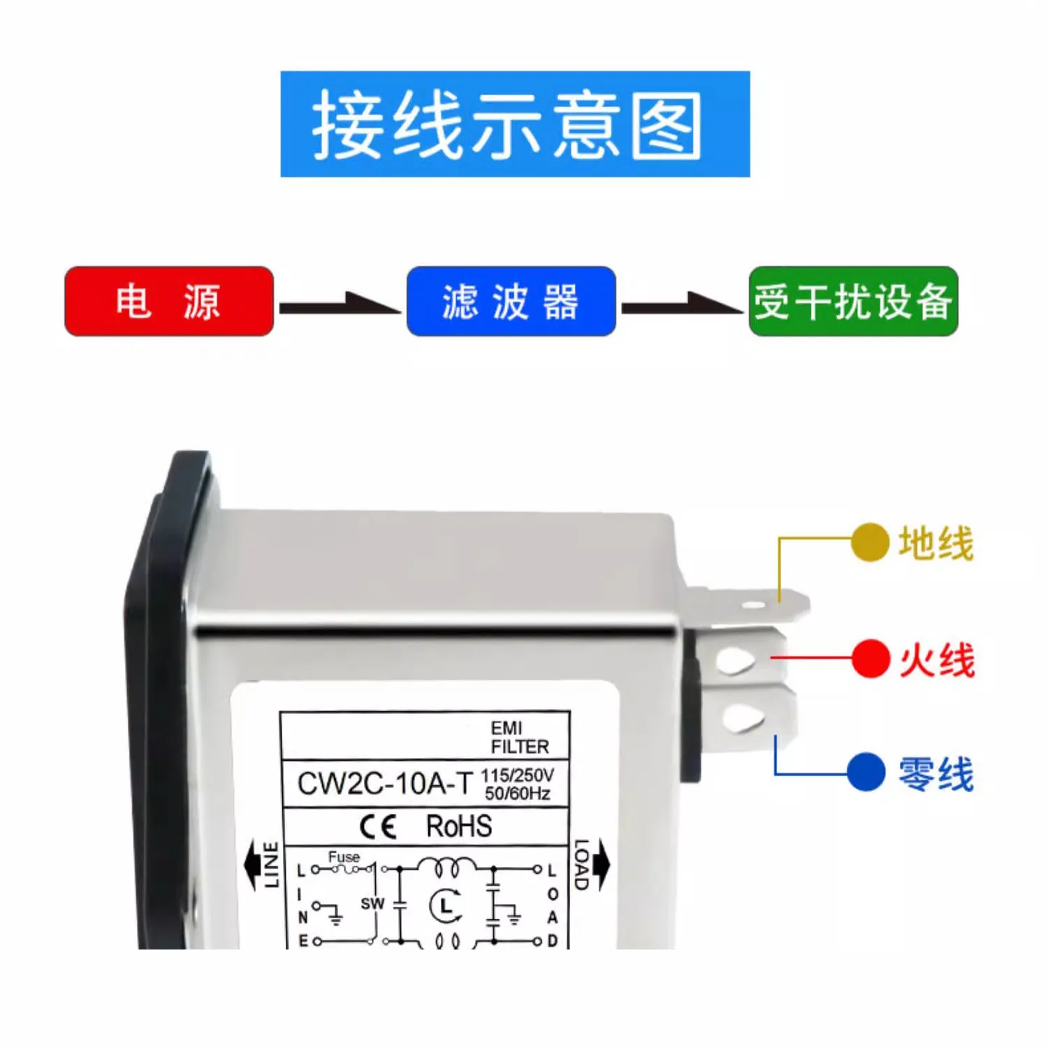 Однофазный ac t-socket power emi-фильтр - Фотография_5