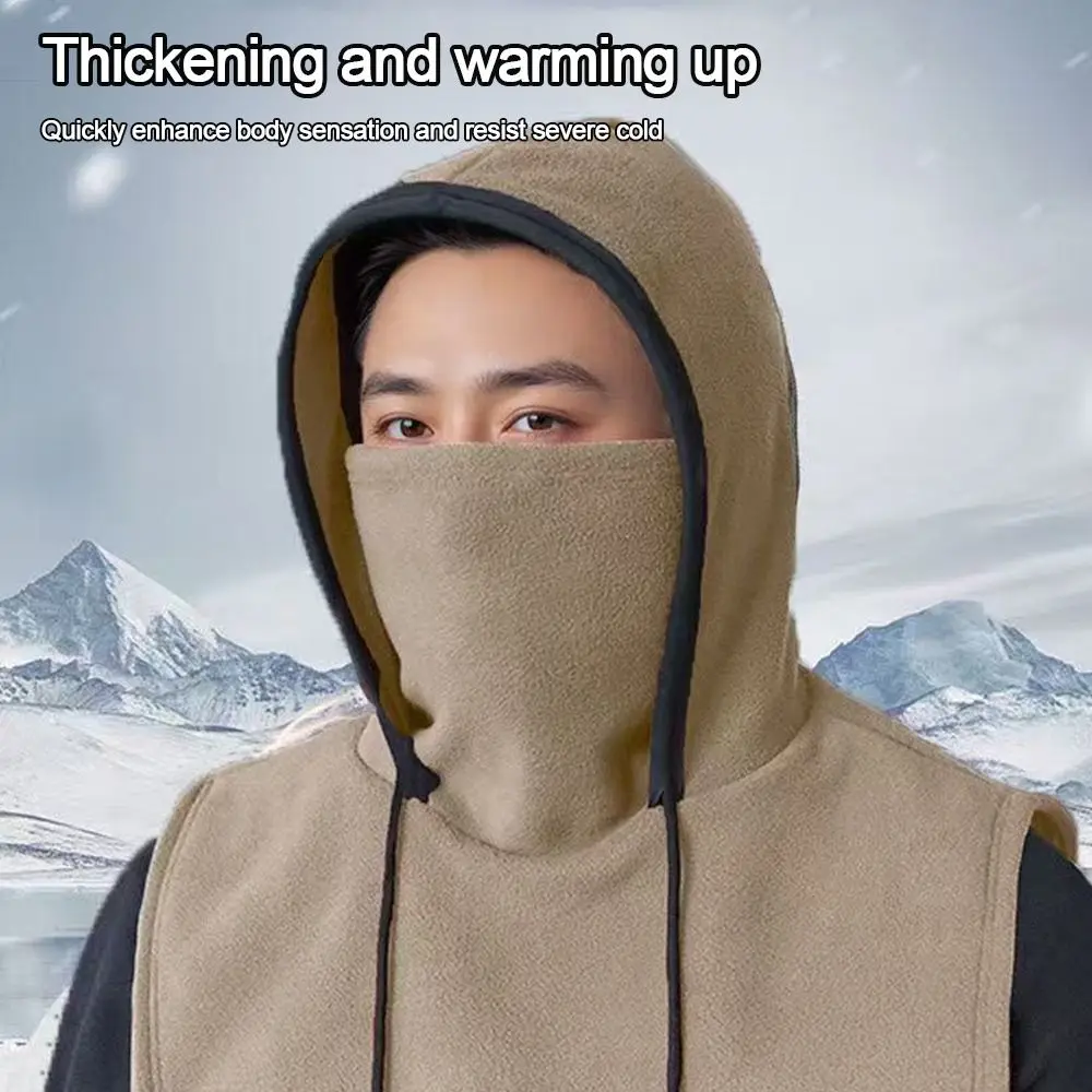 Модная флисовая зимняя интегрированная шапка