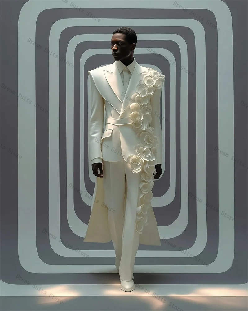 Белый мужской костюм hi-lo - Фотография_2