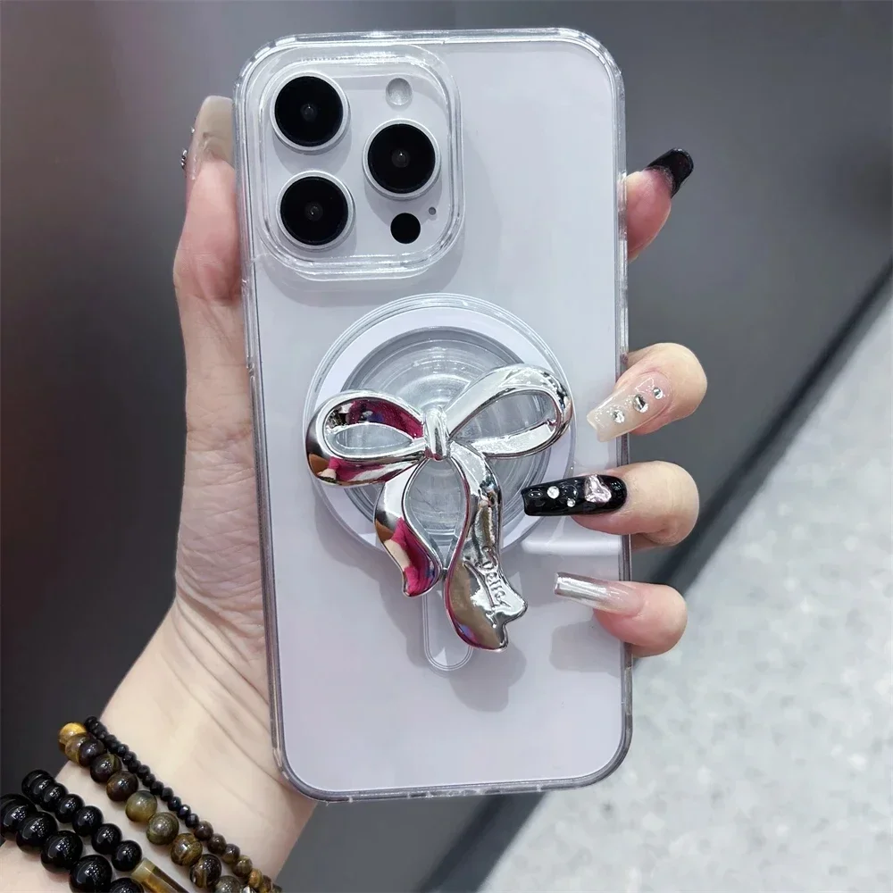 Ins корейский серебряный бант для magsafe griptok - Фотография_4