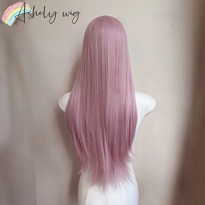 Попельно-розовый парик с челкой - Фотография_2