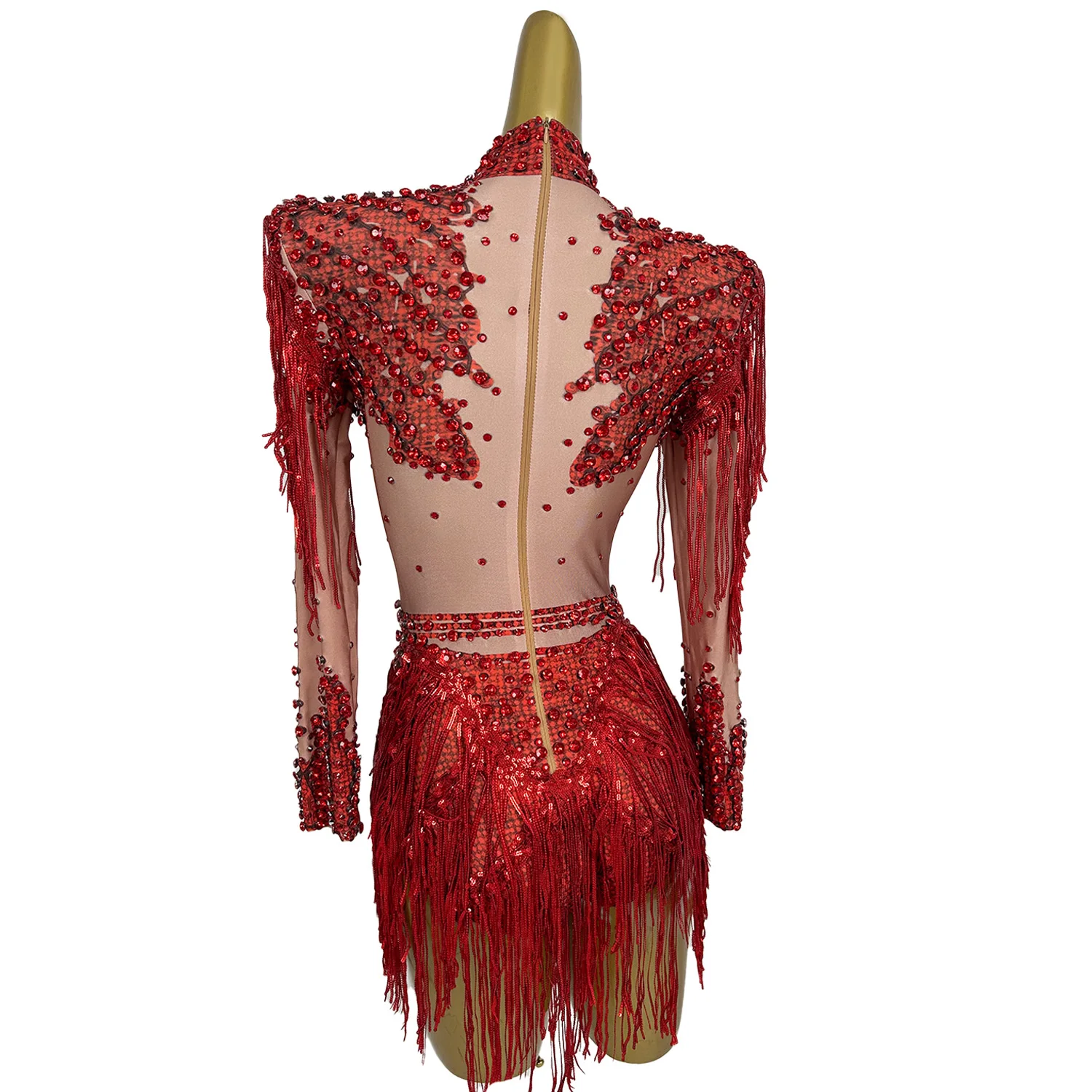 Модное облегающее боди с блестками и кристаллами для ночного клуба - Фотография_4