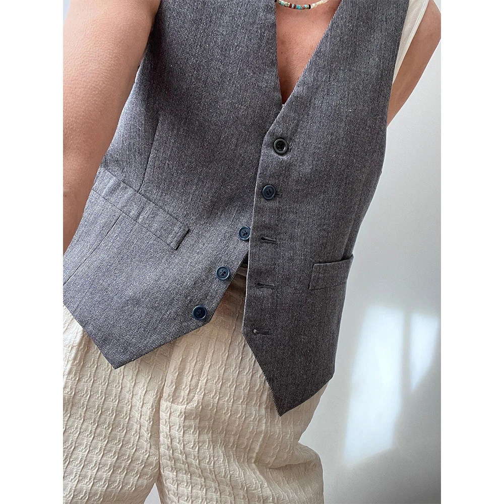 Льняные жилеты без рукавов для женщин