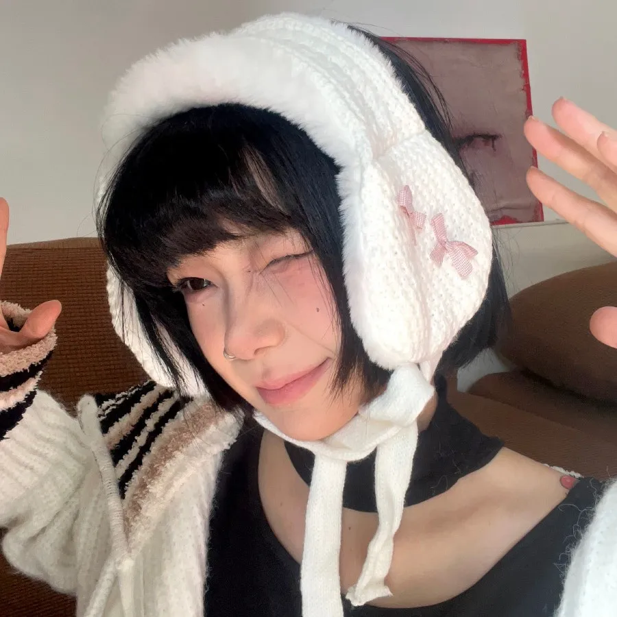 Новые вязаные наушники с завязками - Фотография_3