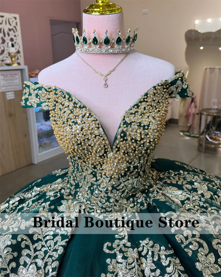 Блестящее зеленое платье quinceanera sweet 16 - Фотография_4