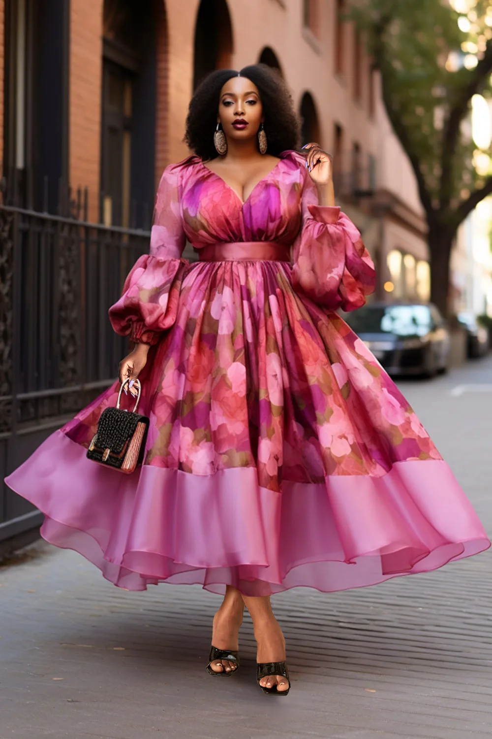 Формальные розовые платья миди - Фотография_2