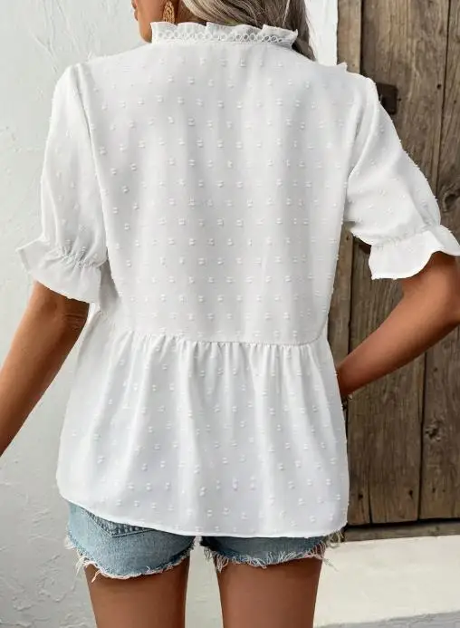 Сексуальная женская рубашка из пуха с цветочным узором в курортном стиле - Фотография_4