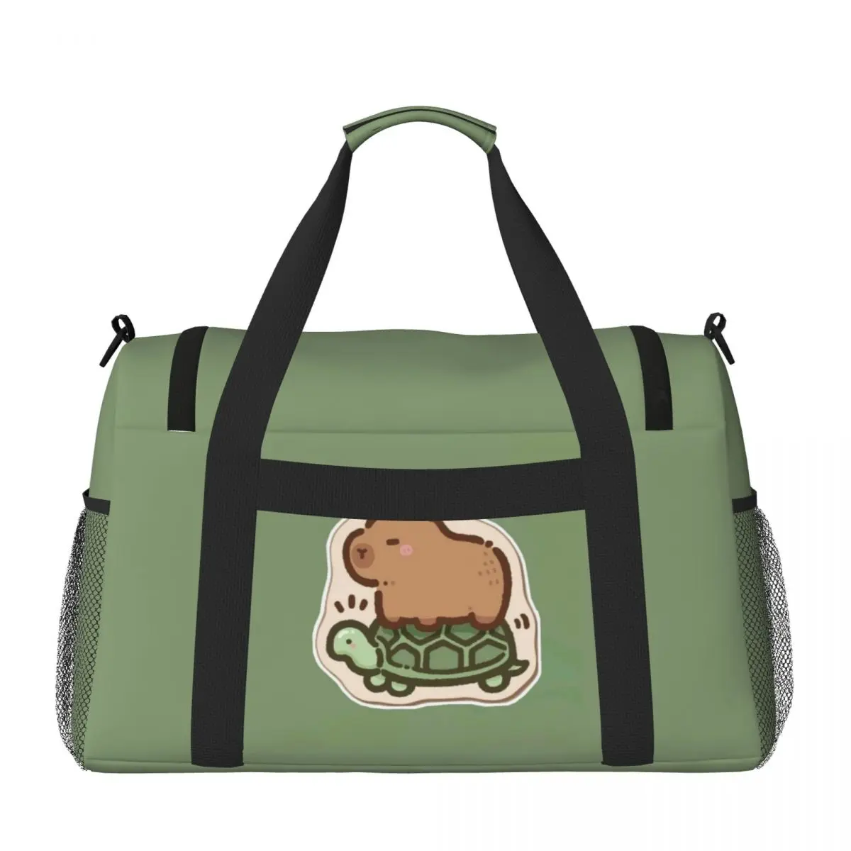 Портативная дорожная сумка capybara riding a turtle - Фотография_2