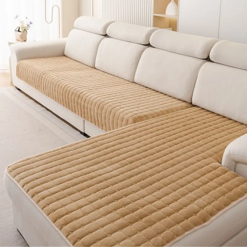 Плюшевая клетчатая подушка для дивана - Фотография_5