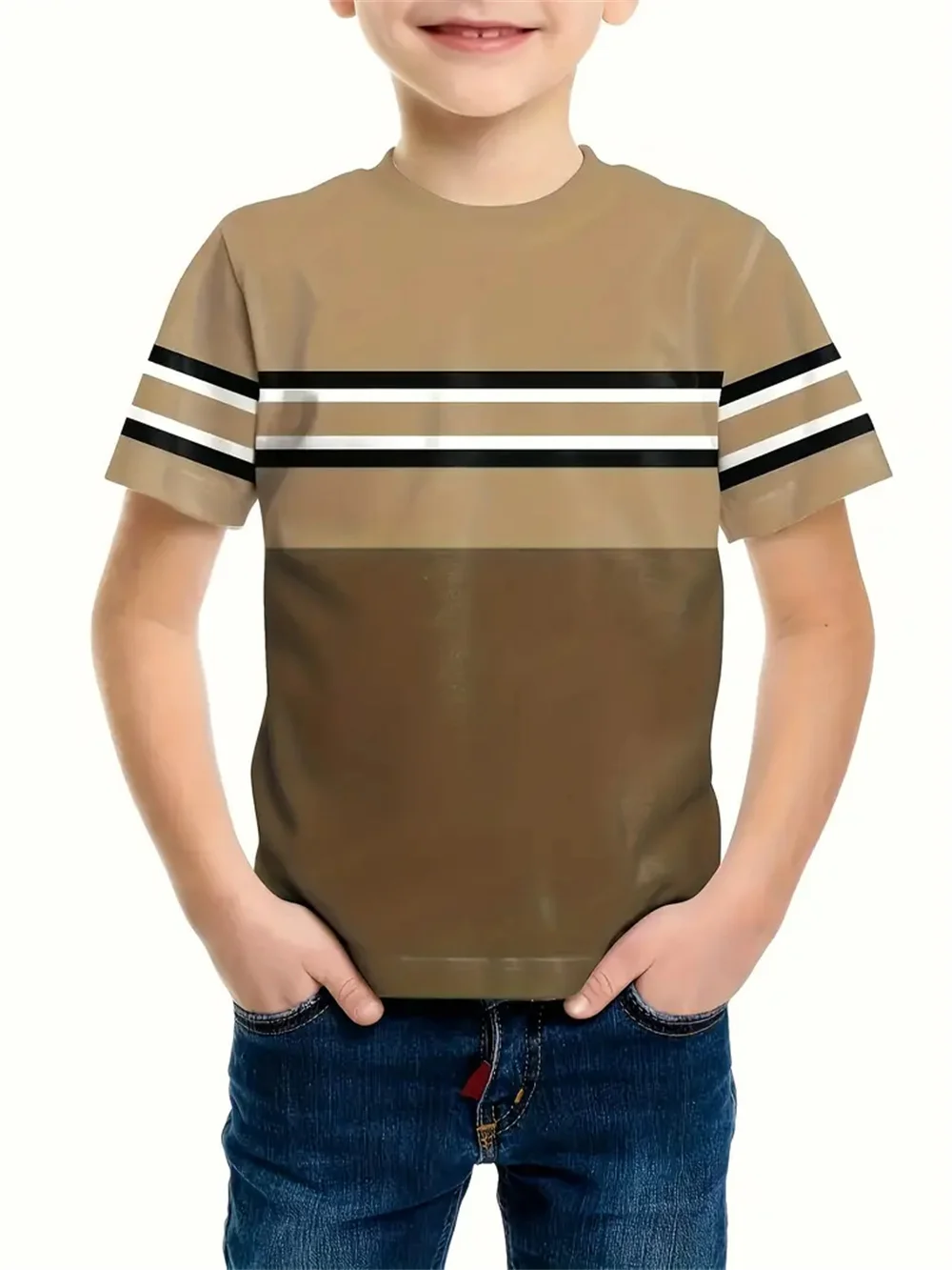 Полосатая простая футболка с 3d принтом