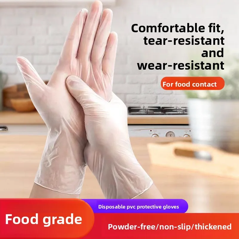 Одноразовые утолщенные пищевые кухонные перчатки из пвх для мытья посуды