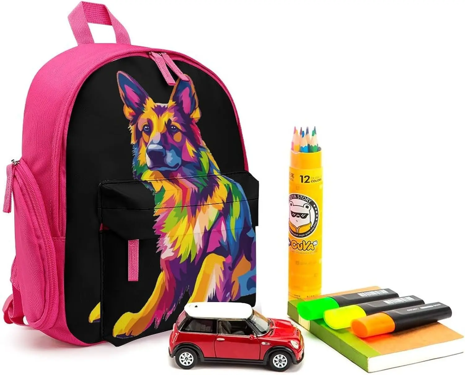 Красочный дорожный рюкзак для ноутбука с немецкой овчаркой - Фотография_3