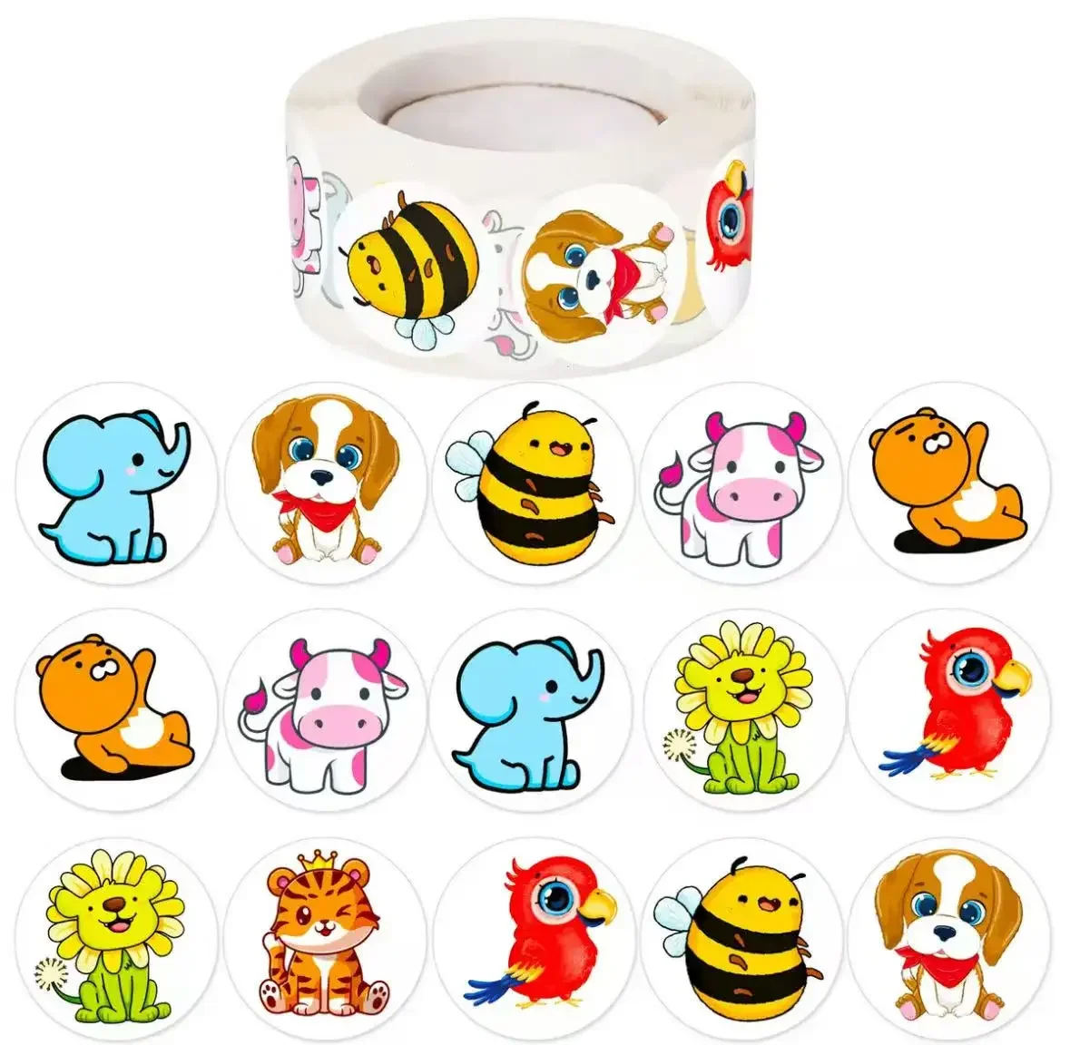 Наклейки в рулонах с маленькими животными