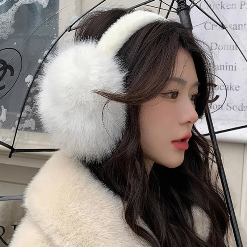 Модные мягкие теплые наушники из искусственного меха - Фотография_3