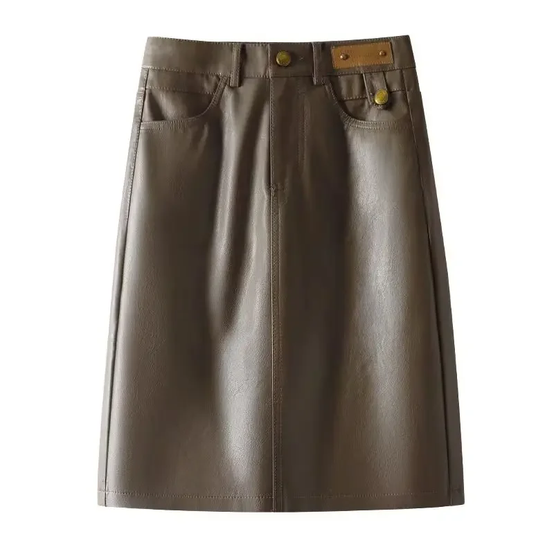 New leather  half body skirt for women - Фотография_5