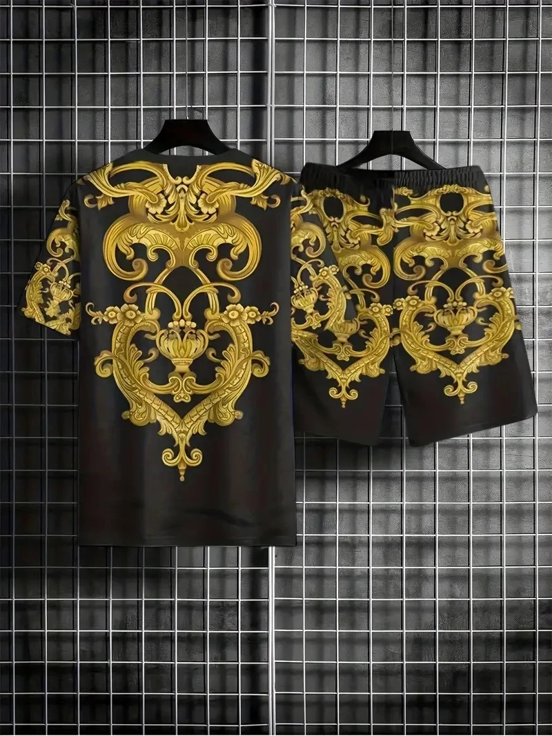 Новый мужской модный костюм из двух предметов в клетку с принтом - Фотография_5