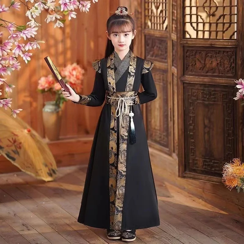 Традиционная детская одежда hanfu для мальчиков и девочек на весну и осень