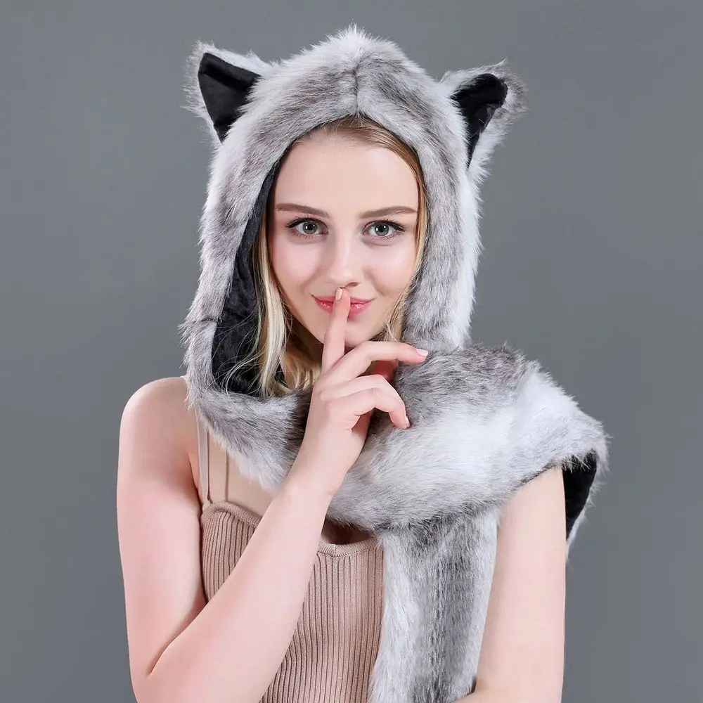 Зимняя теплая шапка-ушанка с животными - Фотография_6