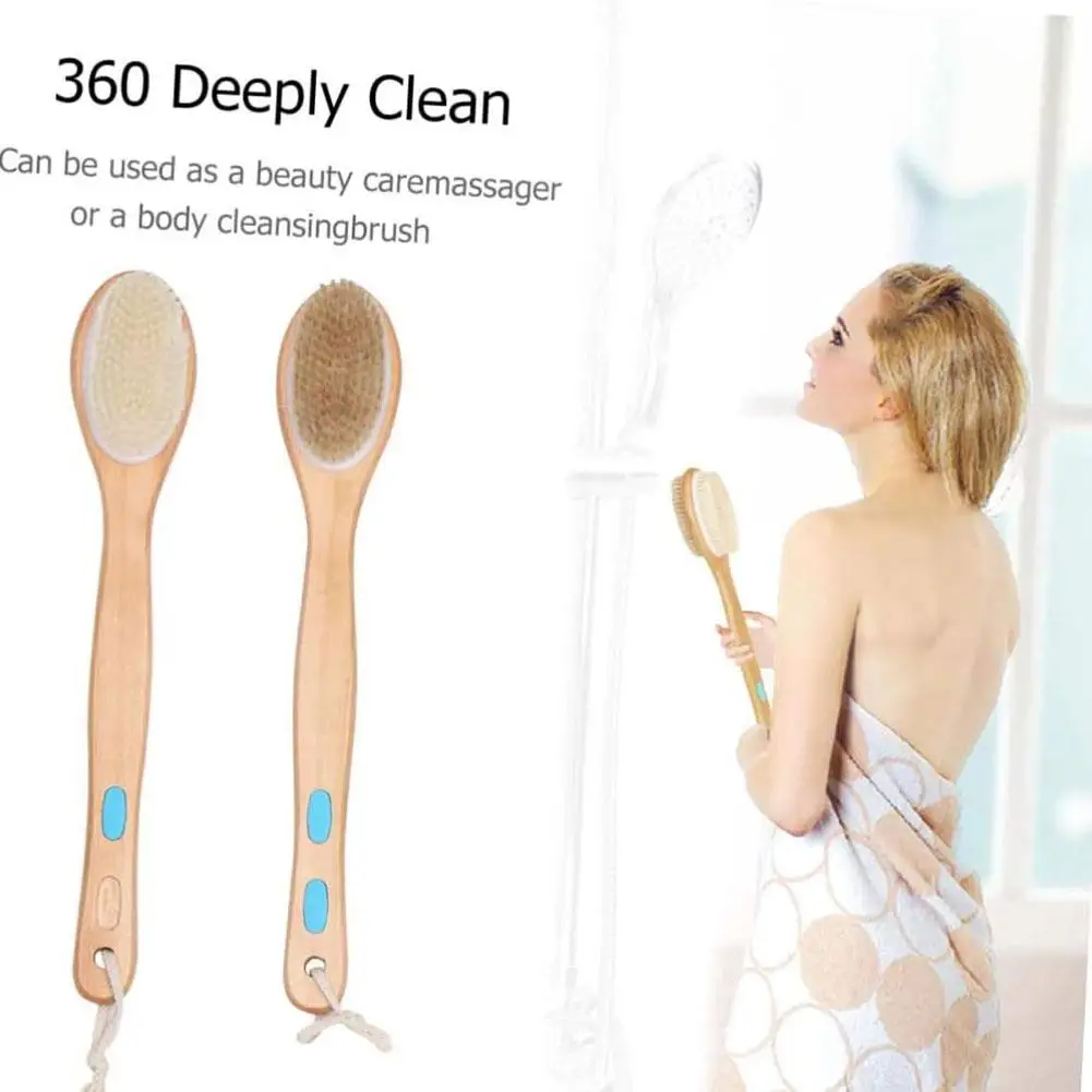 Бамбуковая щетка для душа с мягкой и жесткой щетиной - Фотография_4