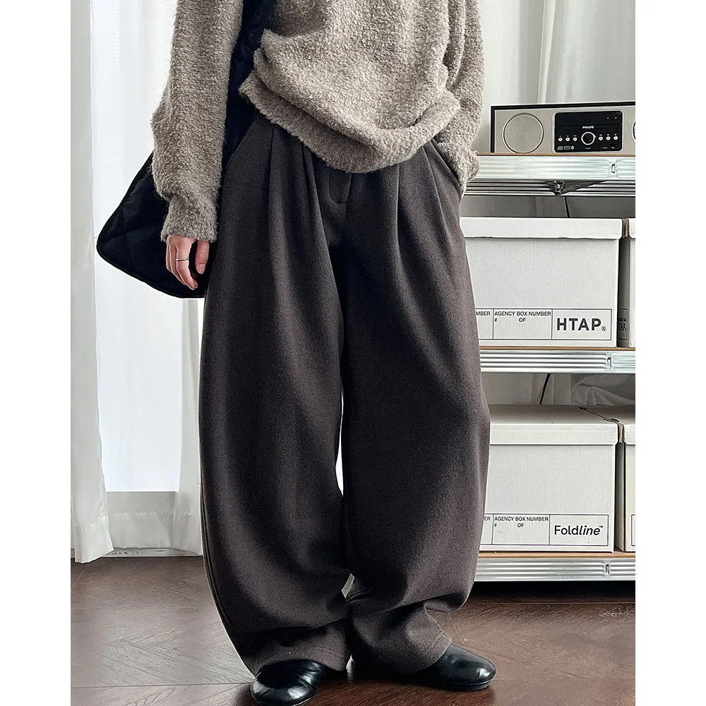 Женские зимне-осенние толстые брюки с высокой талией - Фотография_4