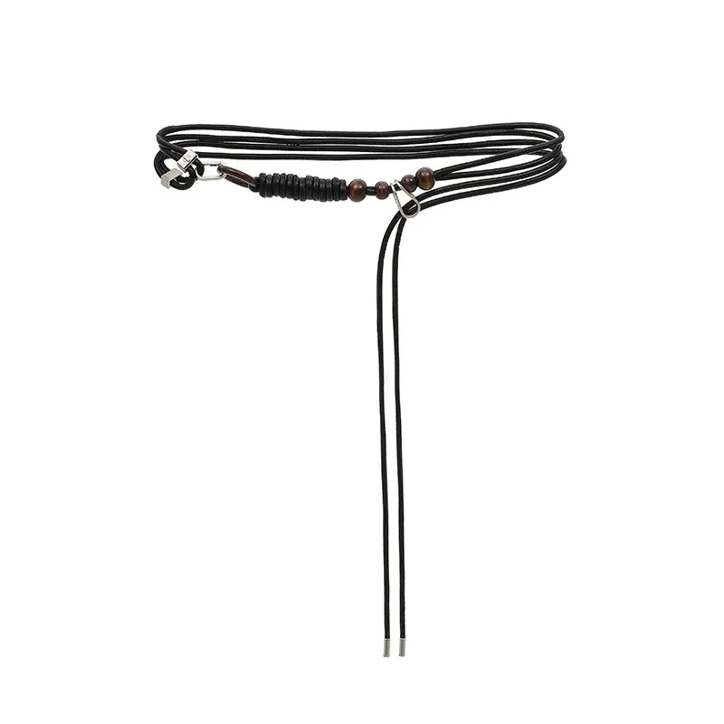 Женский тонкий многослойный металлический ремень с бисером - Фотография_3